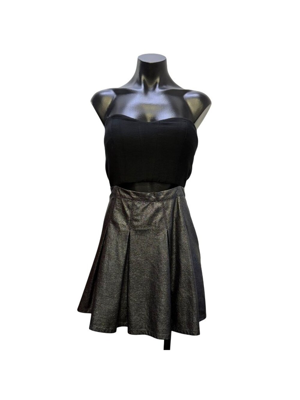 NWT BCBGeneration Strapless Black & Metallic Gray Dress 4